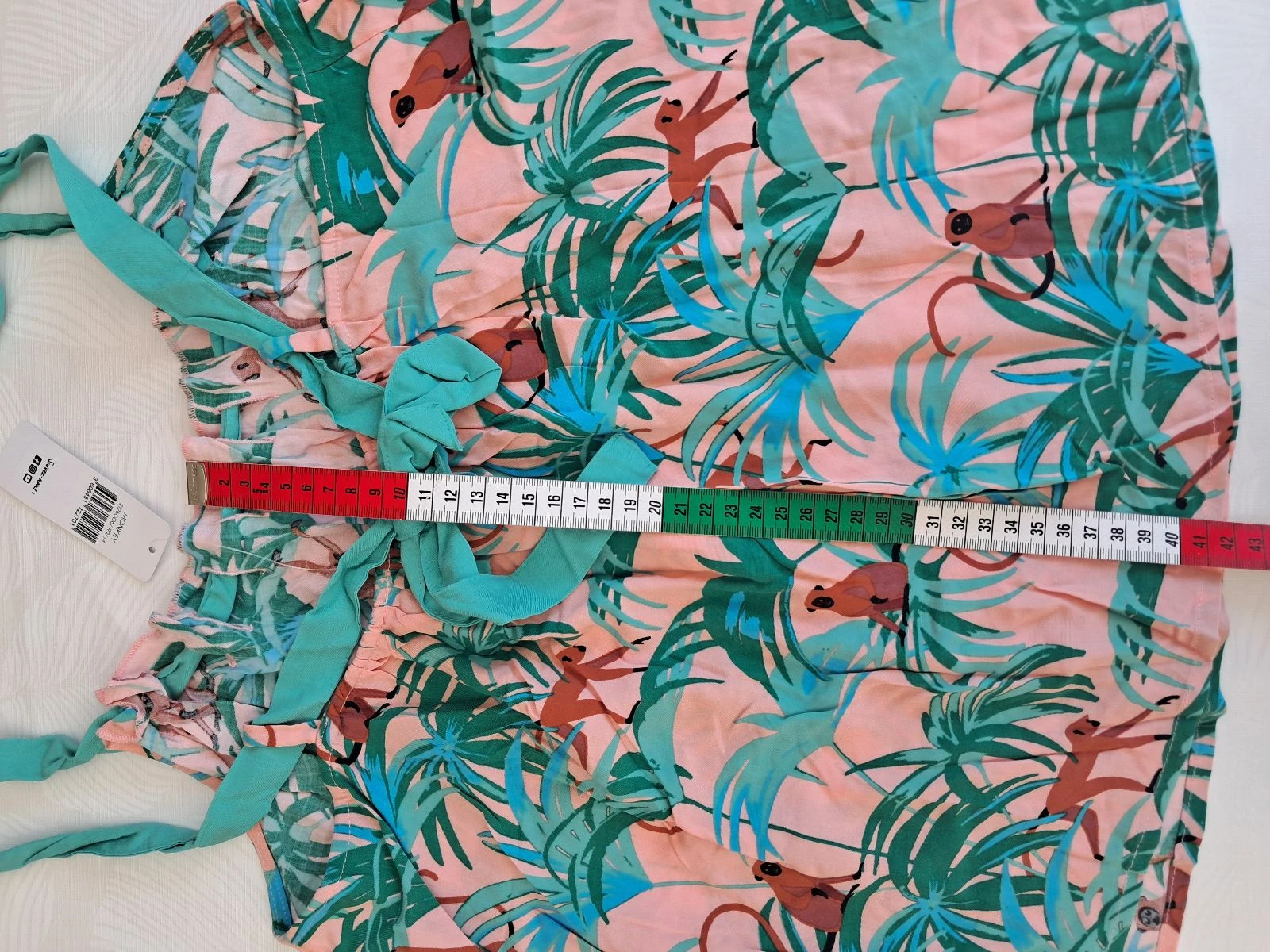 Top con tirantes Darjeeling, con estampado tropical original 38 nuevo (folaje y animales) – photo 6